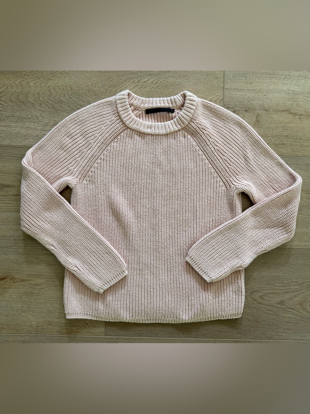 Jenni Kayne Fisherman Sweater XS Chunky Cotton Knit Pale Blush Pink